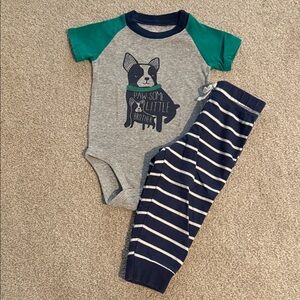 Carter's Gray and Teal Dog Print Matching Set